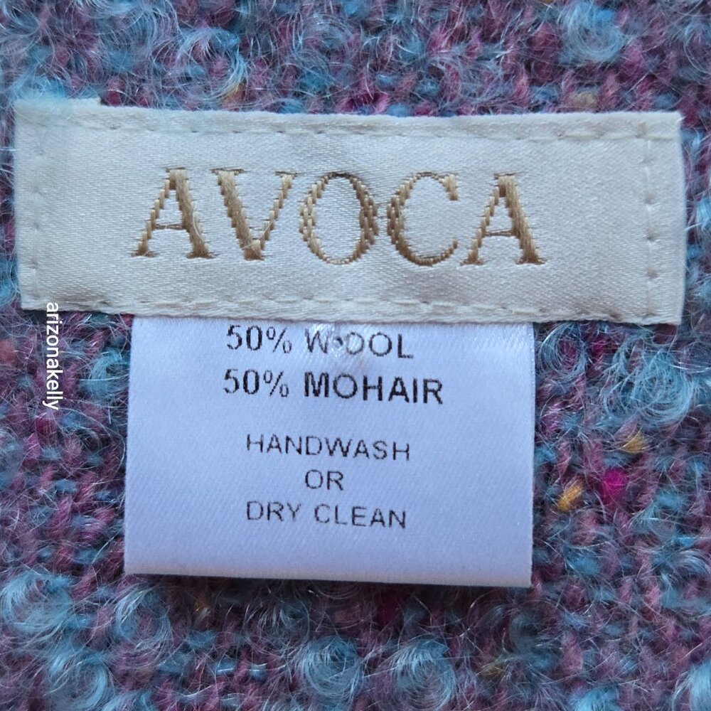 NWOT Wool & Mohair Curly Scarf Avoca Purple Turquoise - Picture 2 of 14